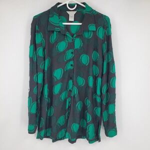 NWT Multiples Celebration Emerald Green Button Up Long Sleeve Collared Shirt‎ L